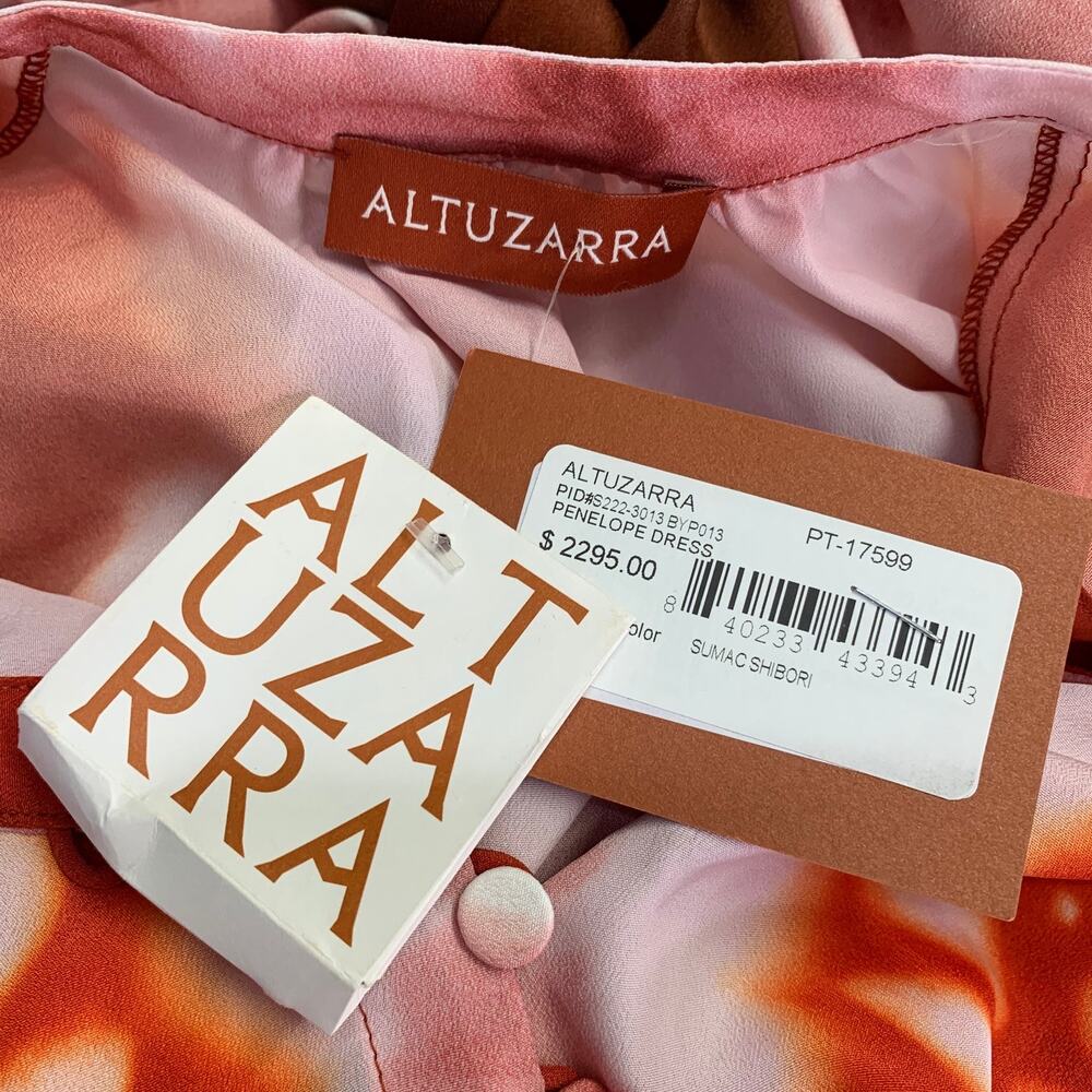 ALTUZARRA Size 2 Penelope Orange Brown Tie Dye Sleeveless Asymmetrical Hem Dress - Picture 5 of 7